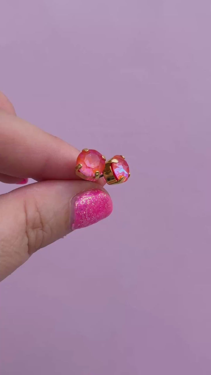 8mm Stud or Leverback Drop Earrings in Orange Glow Delite