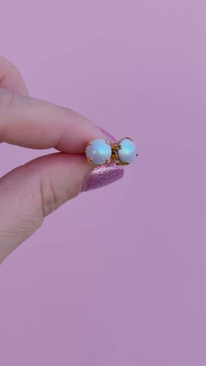 8mm Stud or Leverback Drop Earrings in Dreamy Blue Pearl