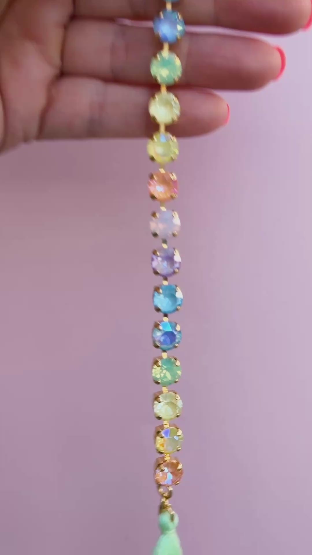 8mm Crystal Bracelet: Milkshake Rainbow