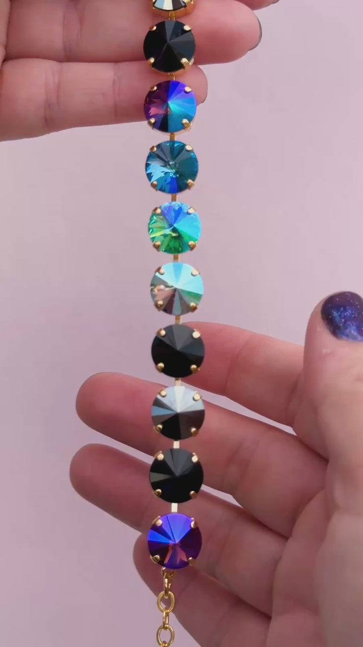 12mm Rivoli Crystal Bracelet: Moonlit Teal