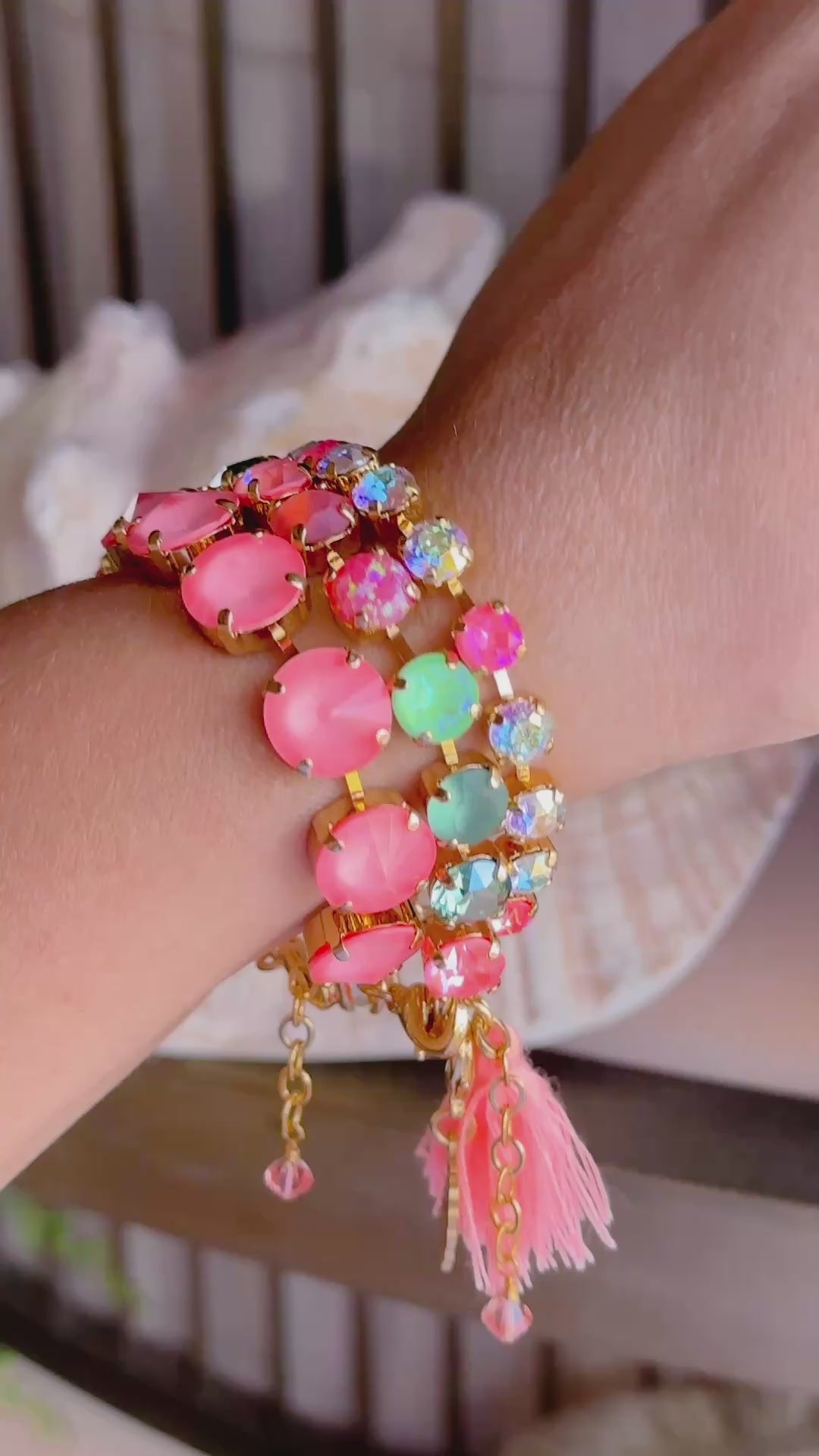 8mm Crystal Bracelet: Papaya Club (with opals)