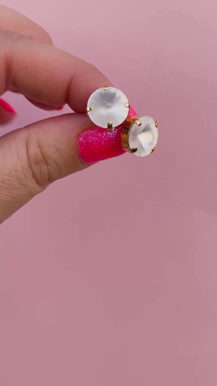 12mm Rivoli Stud OR Drop Earrings- Crystal Matte