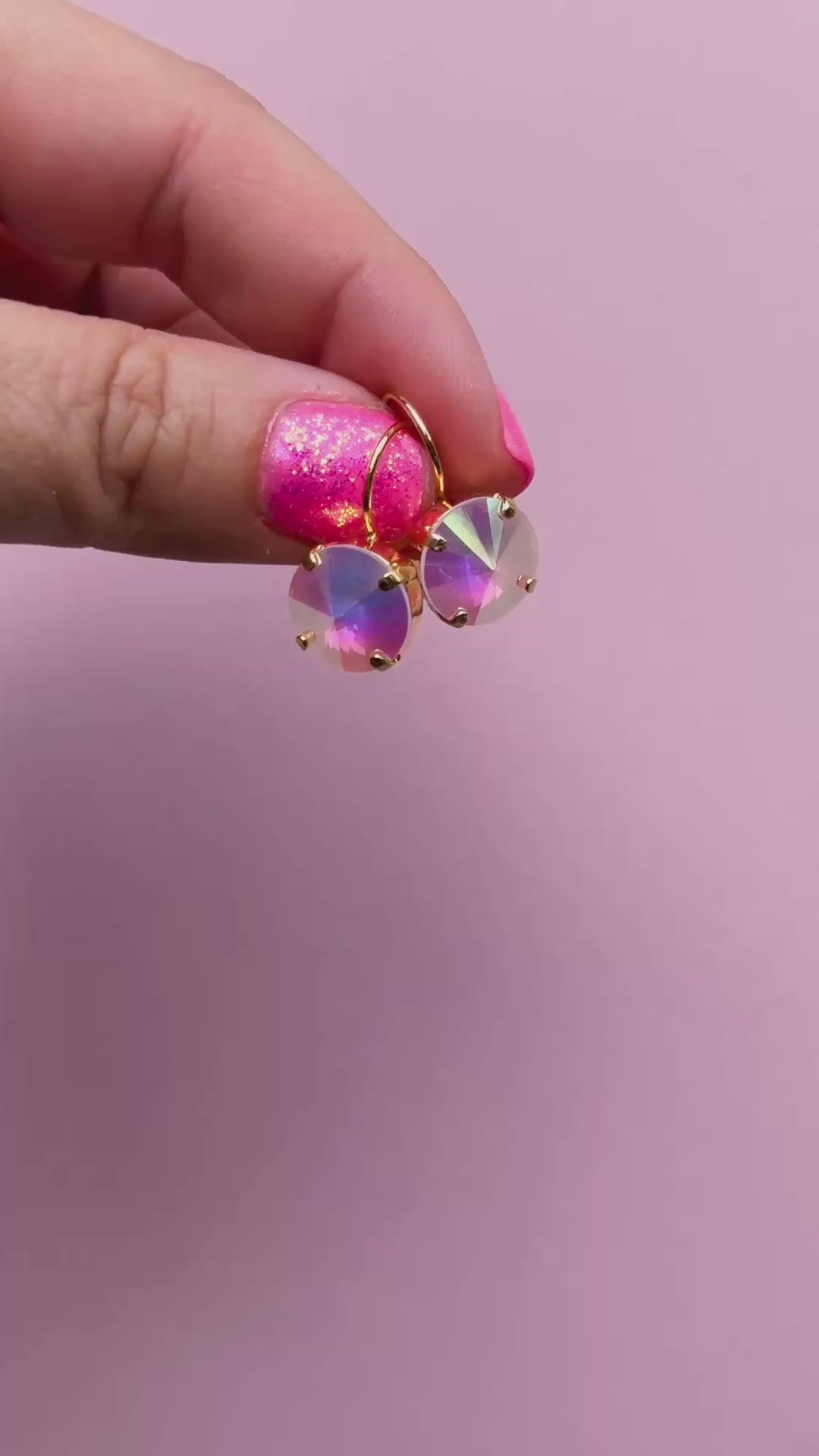 12mm Rivoli Stud OR Drop Earrings- Electric White AB