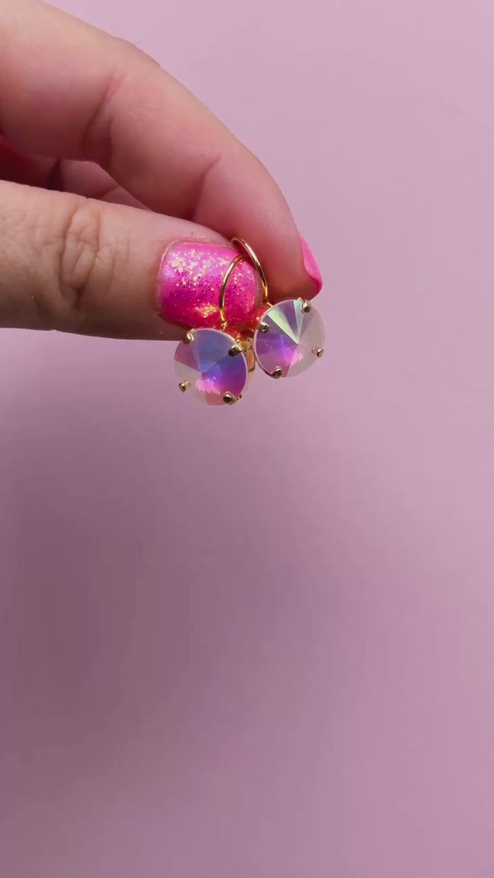 12mm Rivoli Stud OR Drop Earrings- Electric White AB