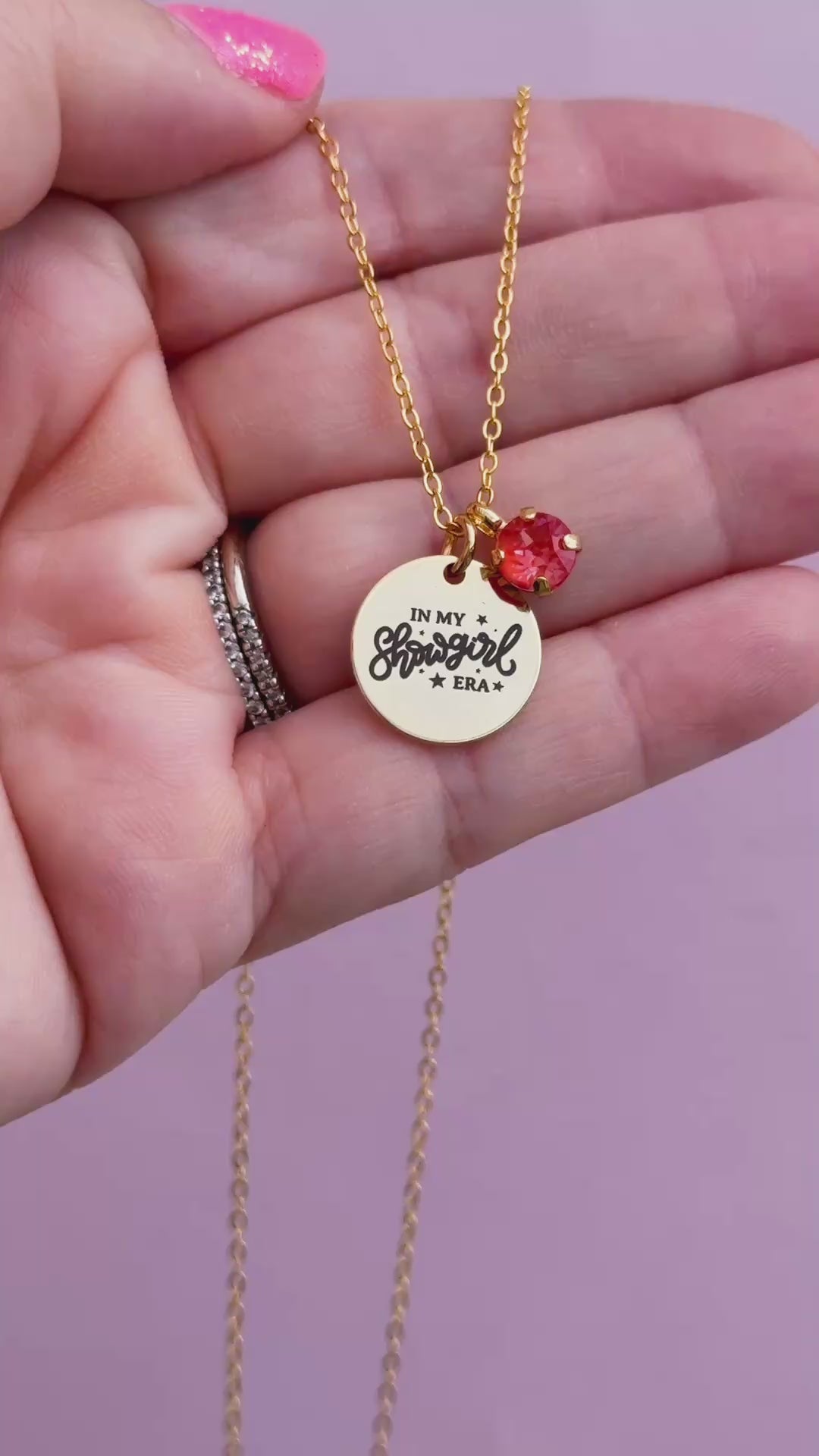 Life of a Showgirl Charm Necklace with 6mm Orange Twinkle Crystal -select color setting