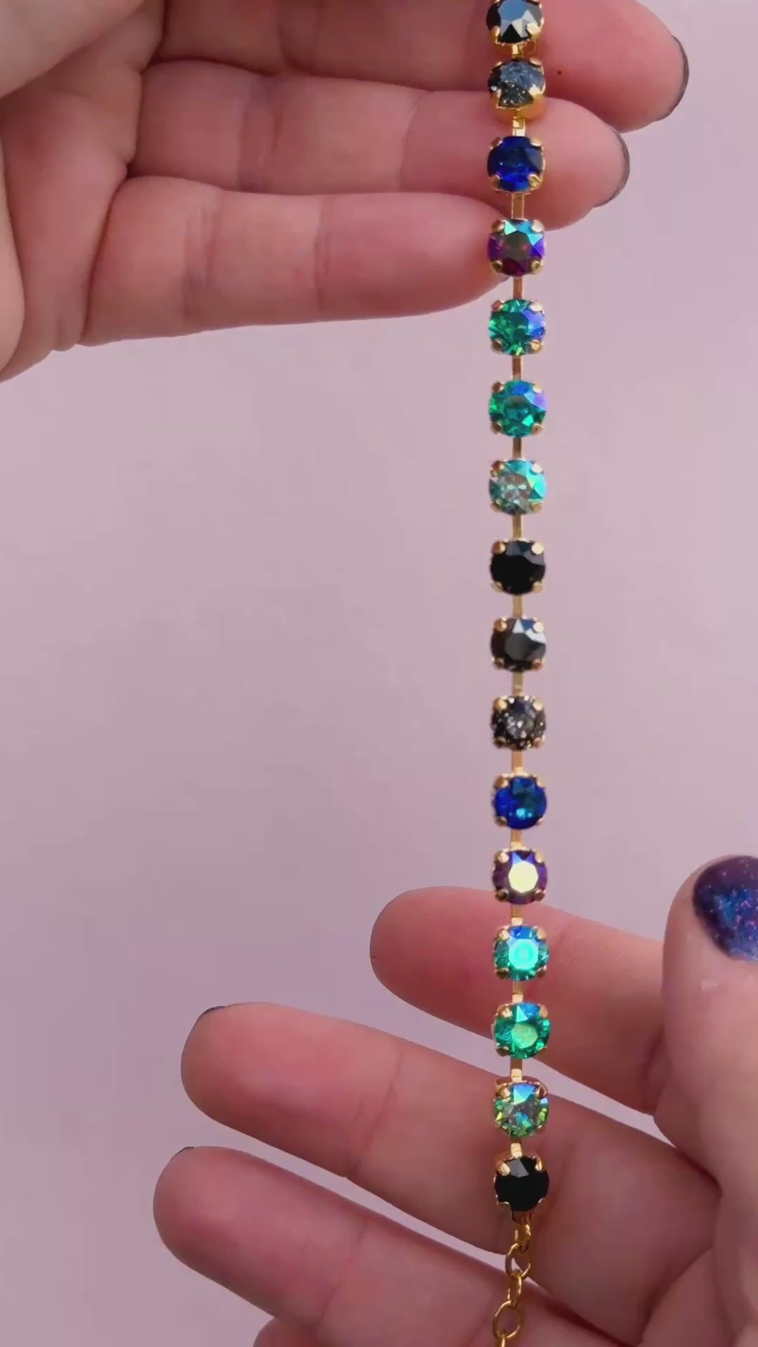6mm Crystal Bracelet: Moonlit Teal  - Choose setting Color and Length