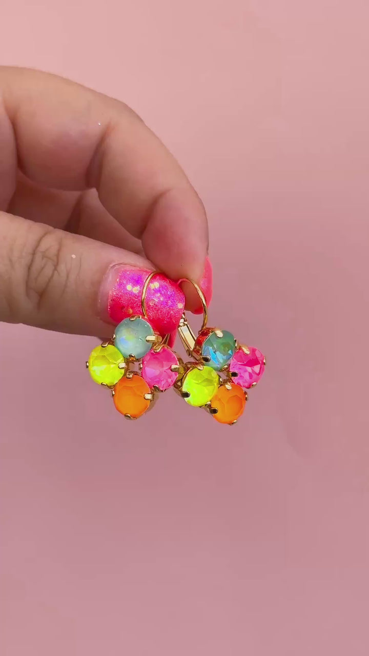 Sprarkly Friend 8mm Clover Earrings -select color setting