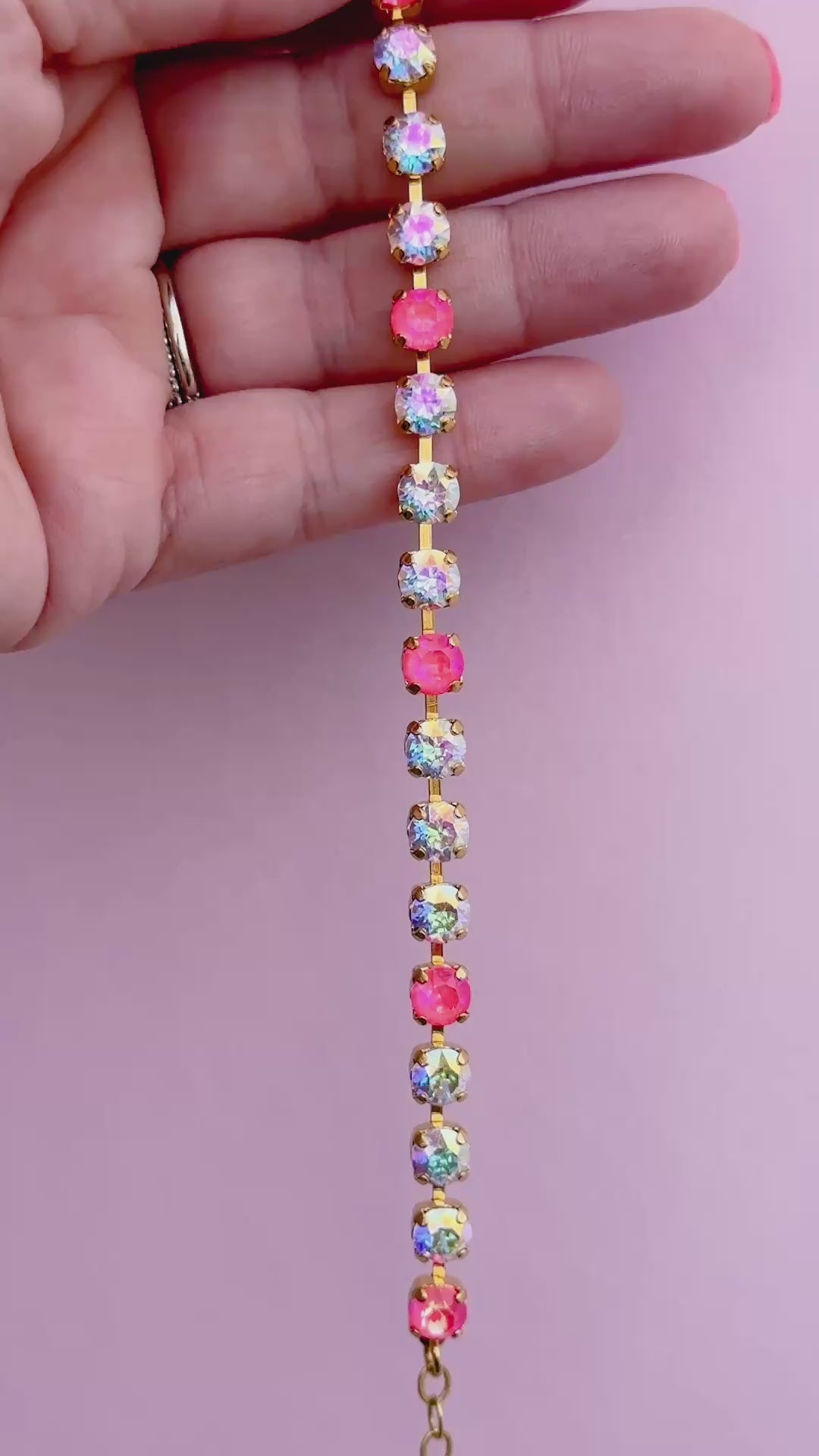 6mm Bracelet Neon Watermelon Delite Sparkle - Choose setting Color and Length