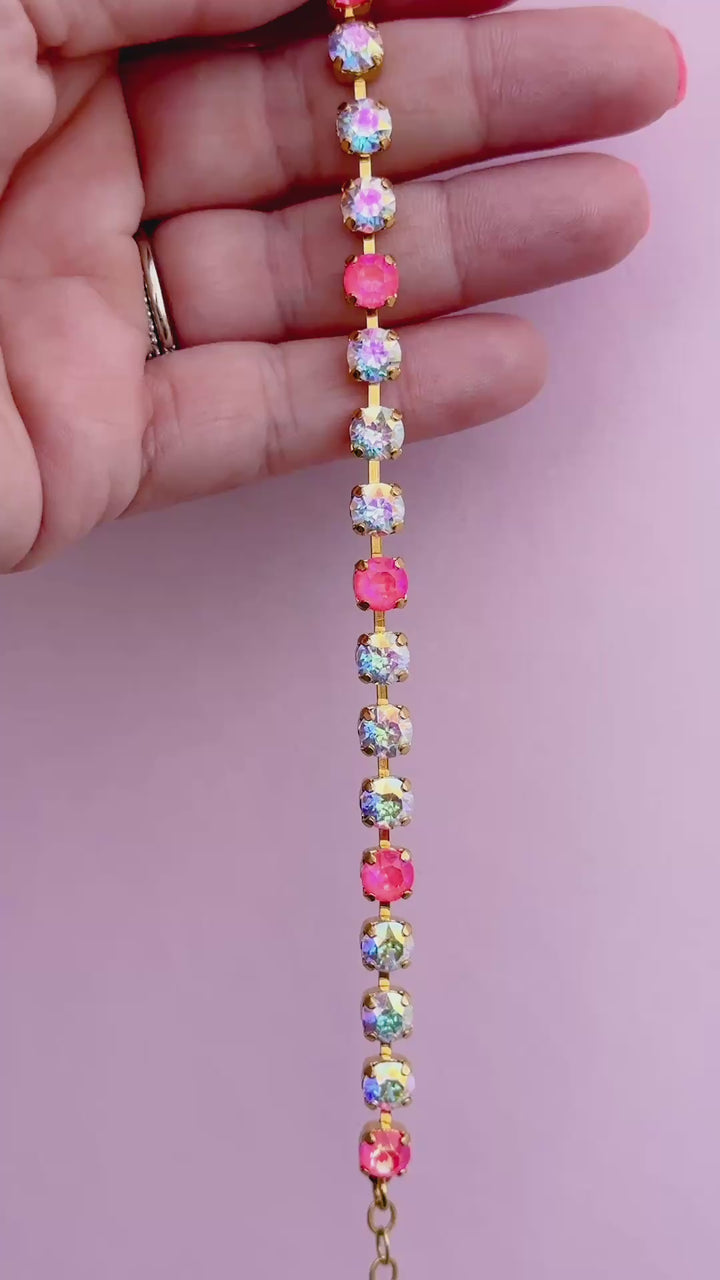 6mm Bracelet Neon Watermelon Delite Sparkle - Choose setting Color and Length