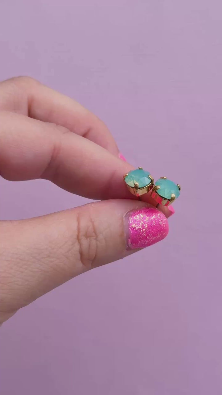 8mm Stud or Leverback Drop Earrings in Pacific Opal