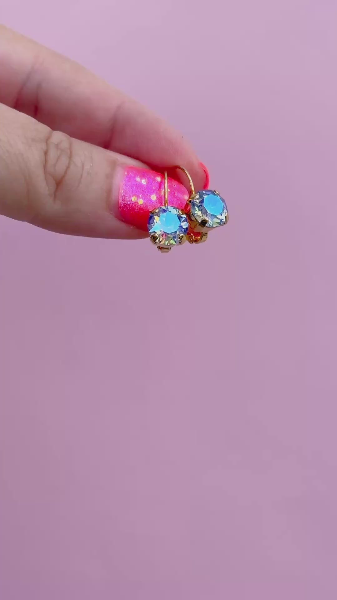 Light Sapphire AB Earrings - 8mm Studs or Drop Earrings