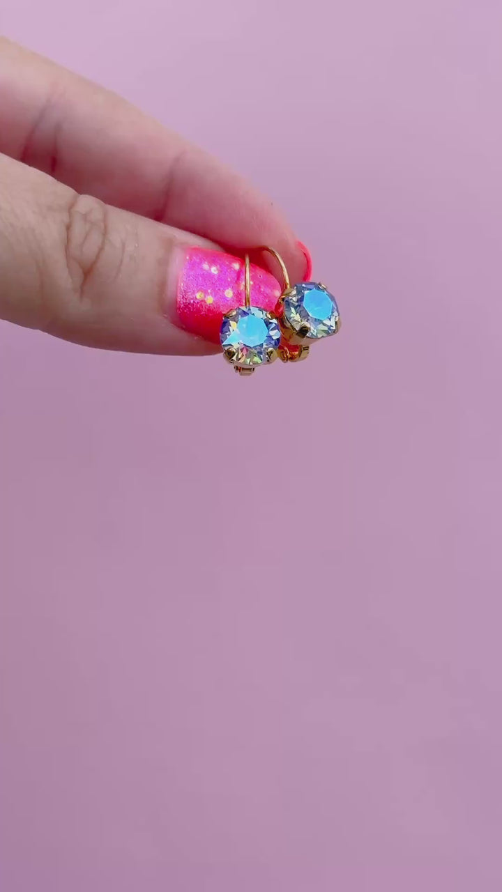 Light Sapphire AB Earrings - 8mm Studs or Drop Earrings