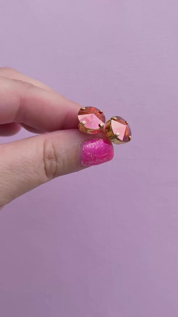12mm Rivoli Stud OR Drop Earrings- Chili Pepper