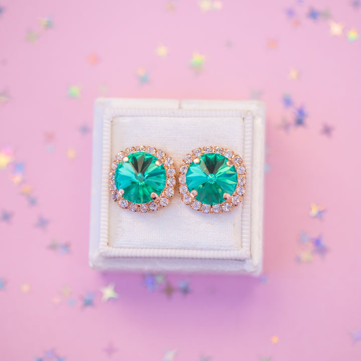 12mm Rivoli Halo Earrings: Seaside