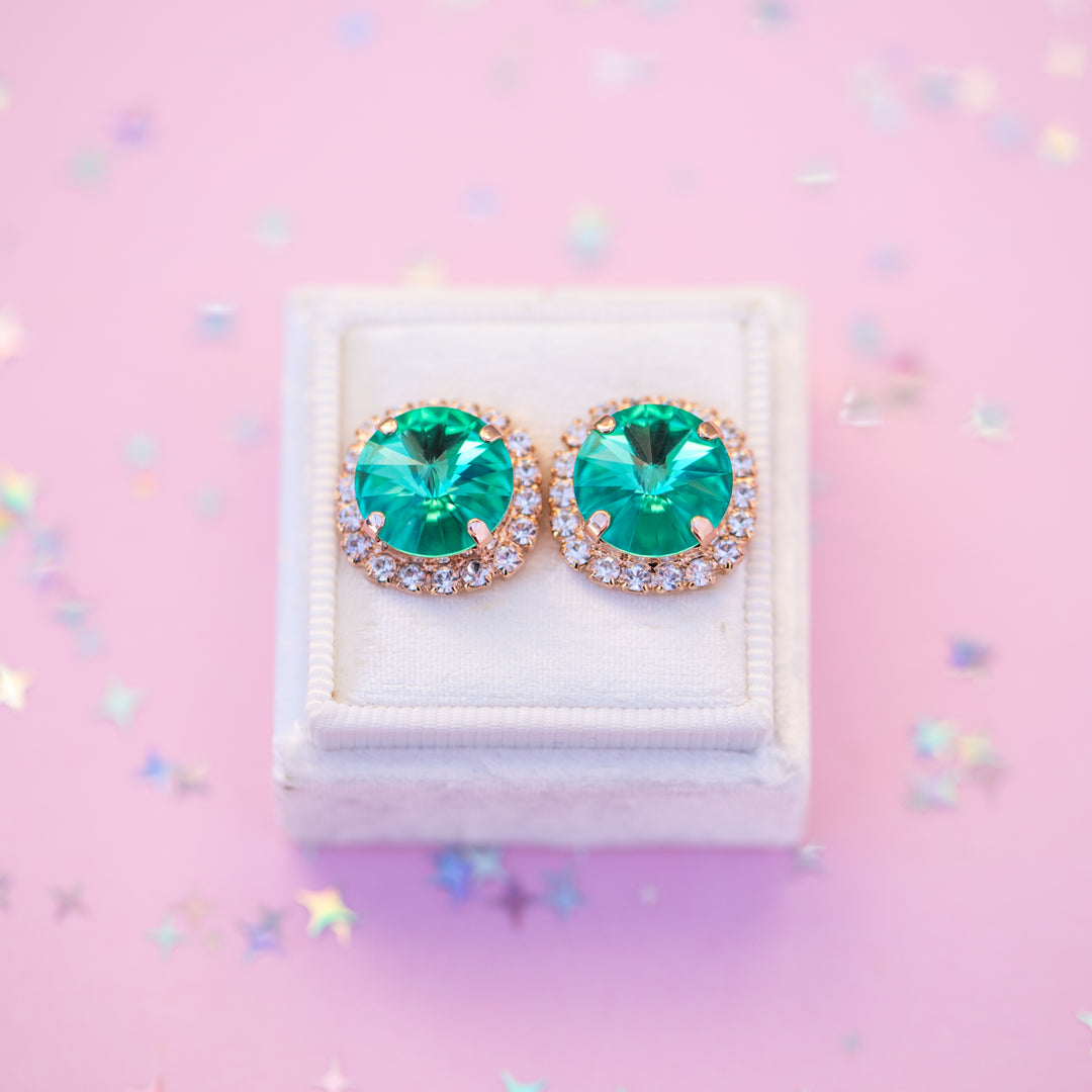 12mm Rivoli Halo Earrings: Seaside