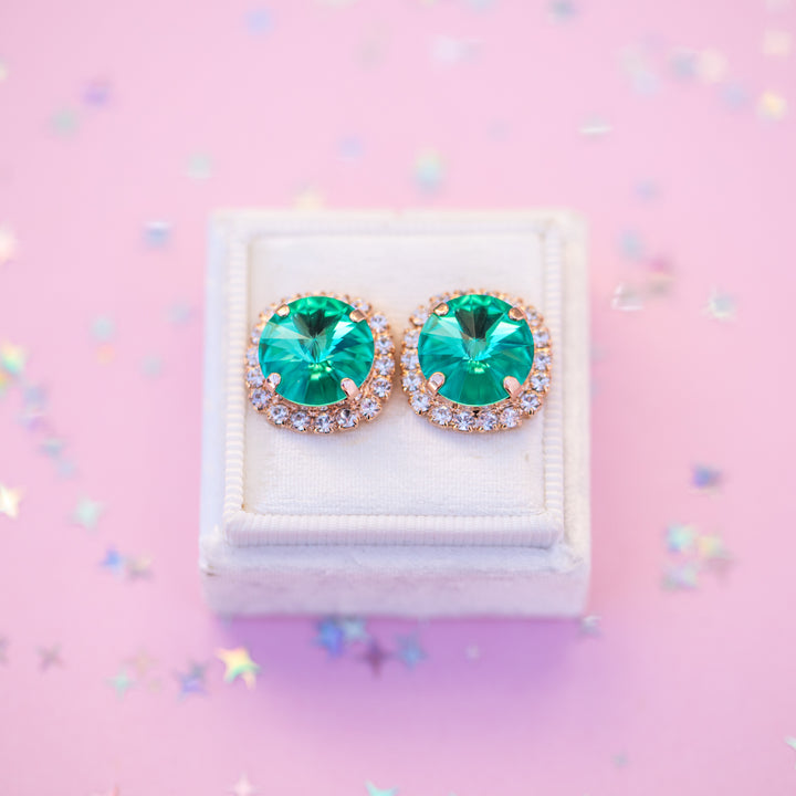12mm Rivoli Halo Earrings: Seaside