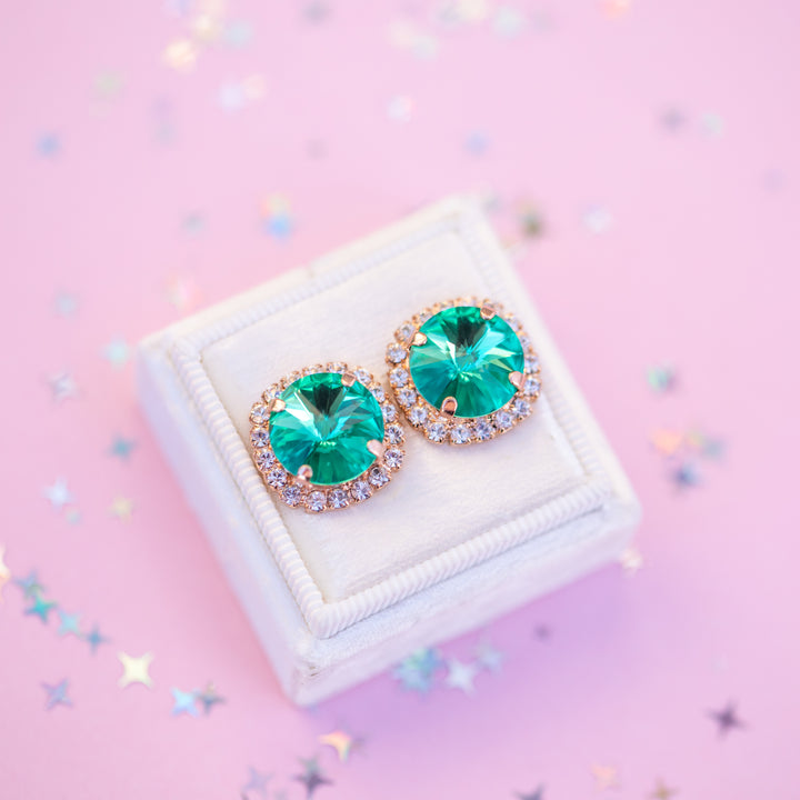 12mm Rivoli Halo Earrings: Seaside