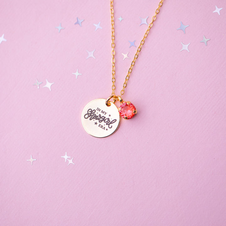 Life of a Showgirl Charm Necklace with 6mm Orange Twinkle Crystal -select color setting