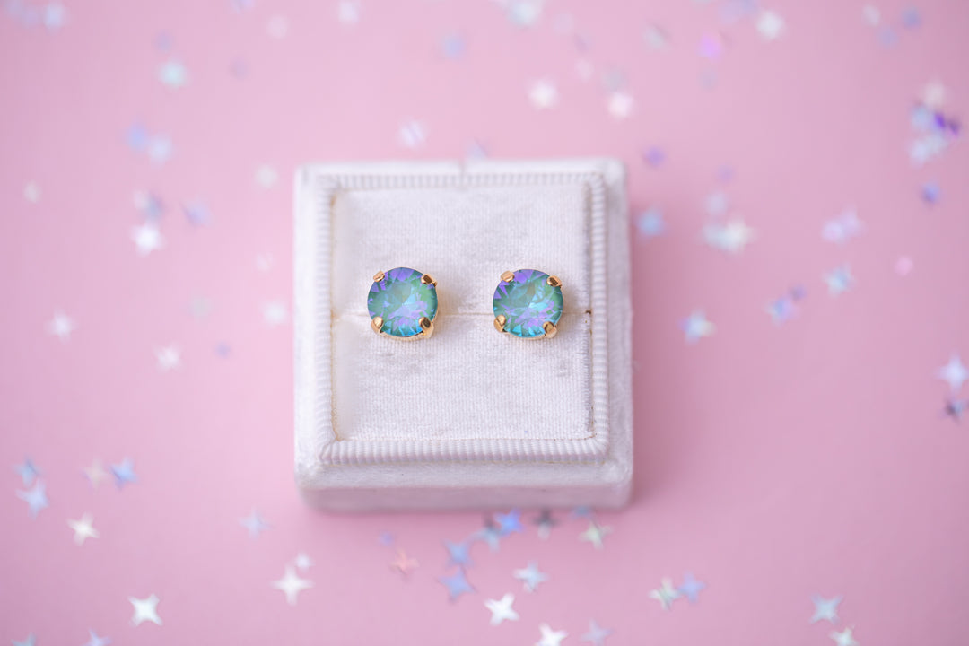 8mm Stud or Leverback Drop Earrings in Silky Sage Delite