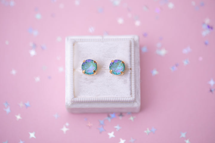 8mm Stud or Leverback Drop Earrings in Silky Sage Delite