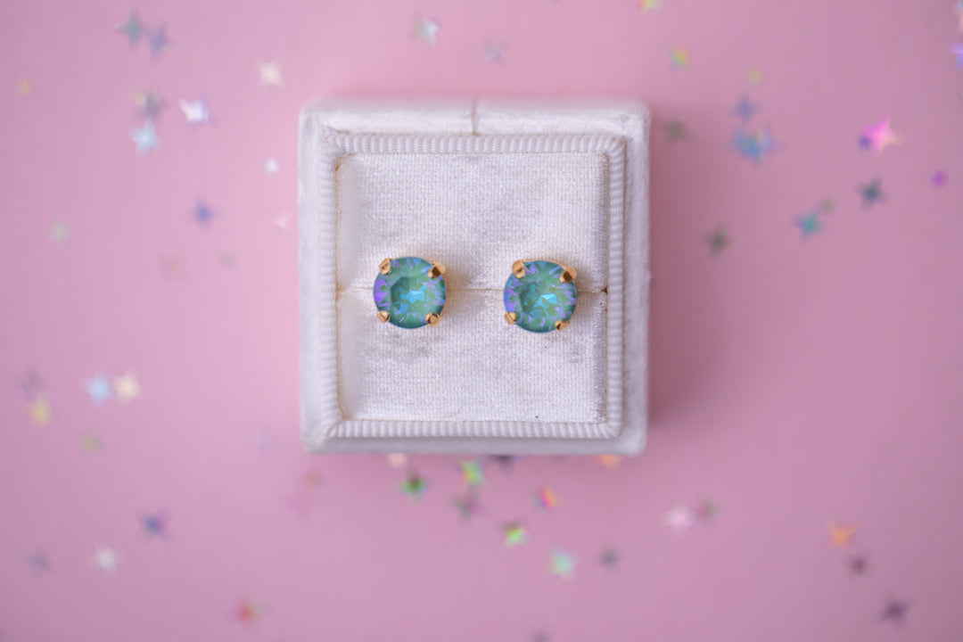 8mm Stud or Leverback Drop Earrings in Silky Sage Delite