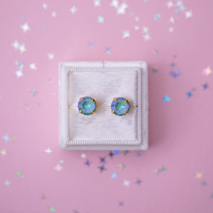 8mm Stud or Leverback Drop Earrings in Silky Sage Delite
