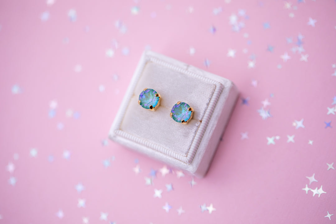 8mm Stud or Leverback Drop Earrings in Silky Sage Delite