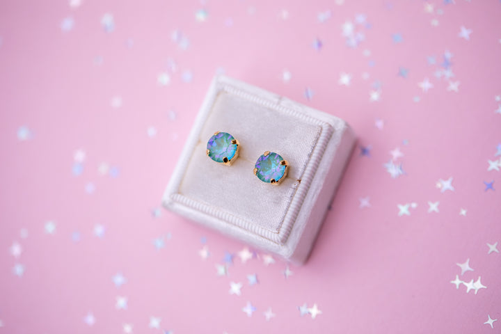 8mm Stud or Leverback Drop Earrings in Silky Sage Delite