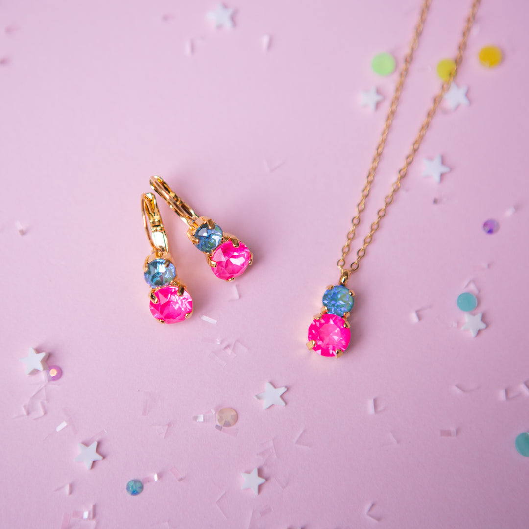 Sprarkly Friend 6/8mm Leverback Drop Earrings -select color setting