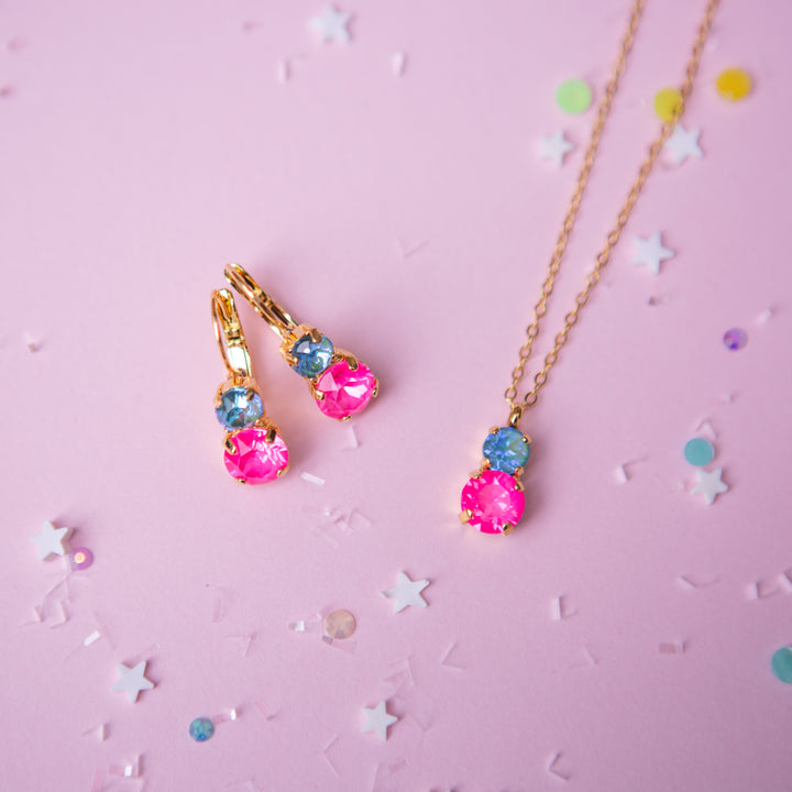 Sprarkly Friend 6/8mm Leverback Drop Earrings -select color setting