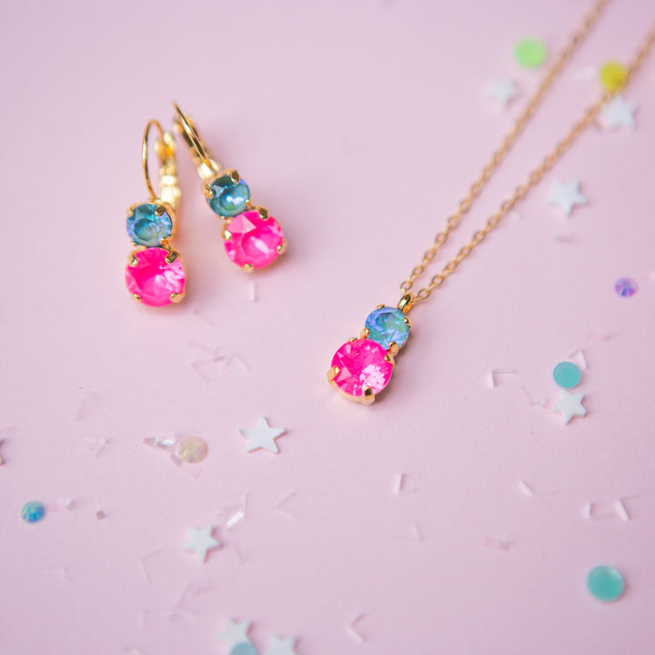 Sprarkly Friend 6/8mm Leverback Drop Earrings -select color setting