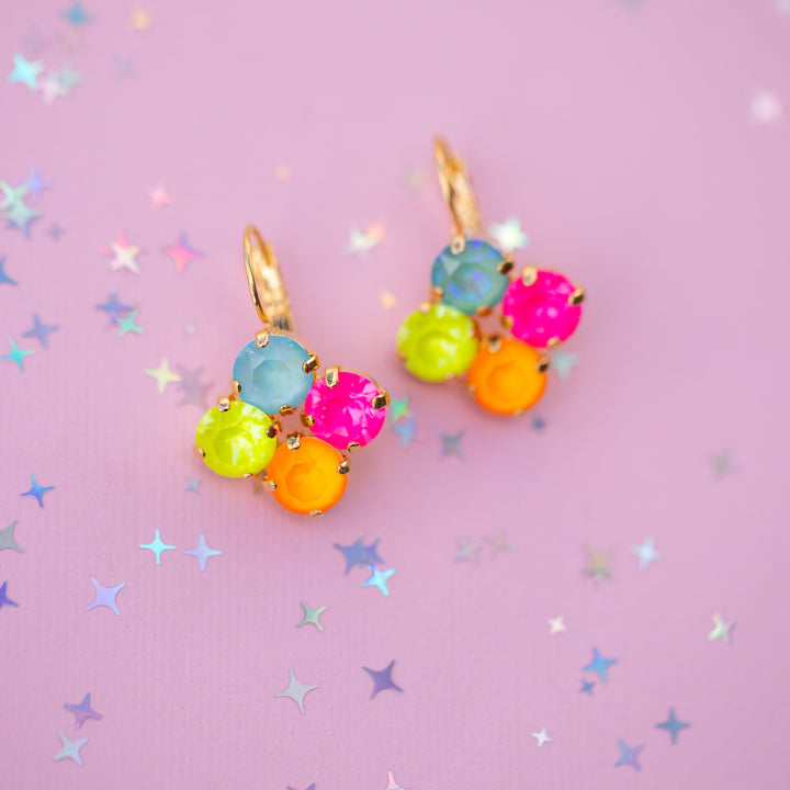 Sprarkly Friend 8mm Clover Earrings -select color setting