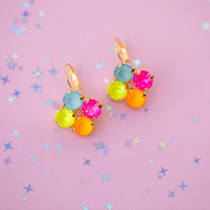 Sprarkly Friend 8mm Clover Earrings -select color setting