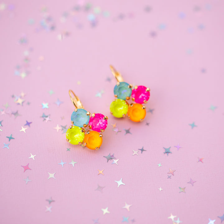 Sprarkly Friend 8mm Clover Earrings -select color setting