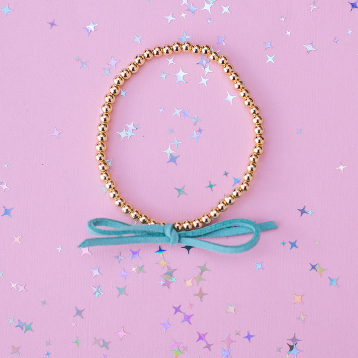 Suede Bow Stretch Beaded Bracelet - Choose setting Color (Showgirl)