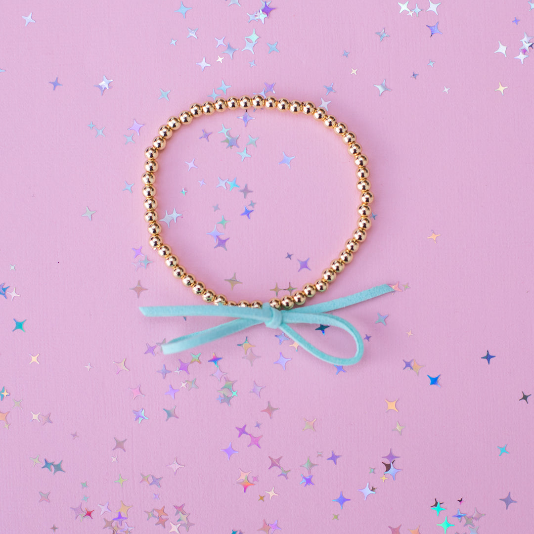 Suede Bow Stretch Beaded Bracelet - Choose setting Color (Showgirl)