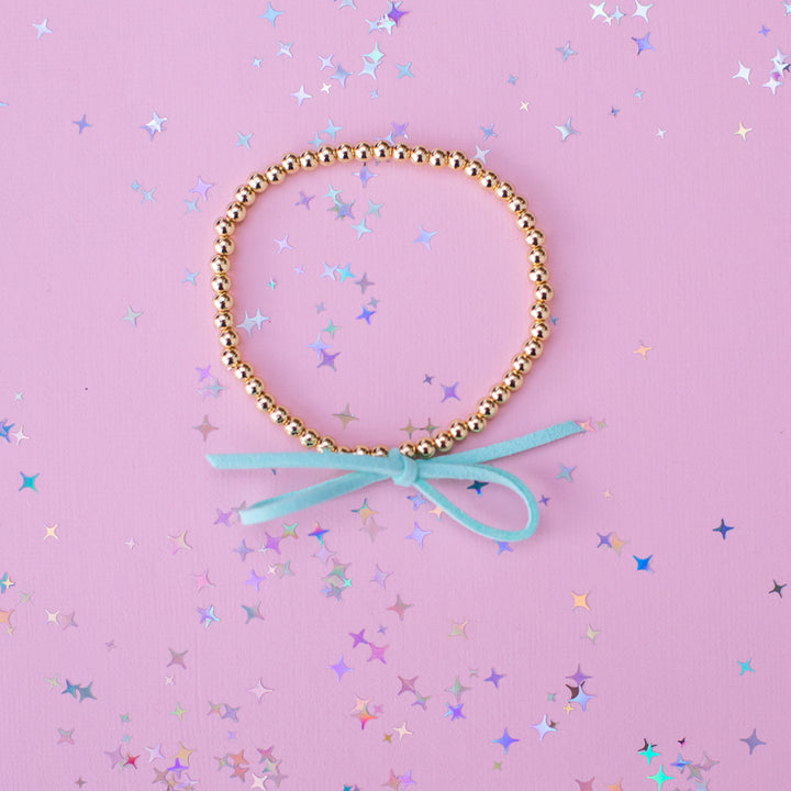 Suede Bow Stretch Beaded Bracelet - Choose setting Color (Showgirl)