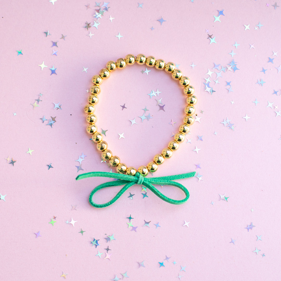 Suede Bow Stretch Beaded Bracelet - Choose setting Color (Cute Orange Bird)