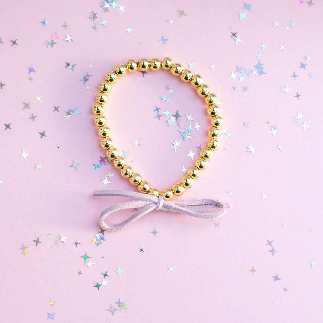 Suede Bow Stretch Beaded Bracelet - Choose setting Color (Violet Lemon Spritz)