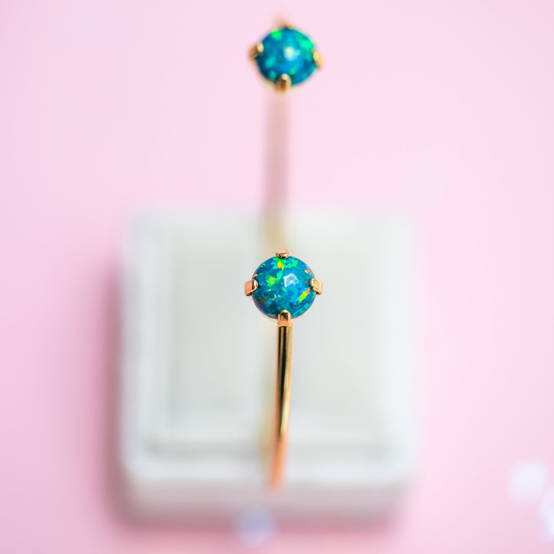 Teal Opal Cuff Bracelet - Gold setting (Island Afterglow)