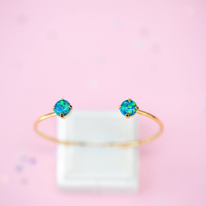 Teal Opal Cuff Bracelet - Gold setting (Island Afterglow)