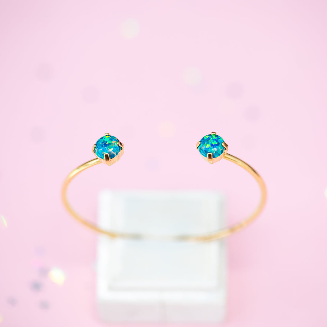 Teal Opal Cuff Bracelet - Gold setting (Island Afterglow)