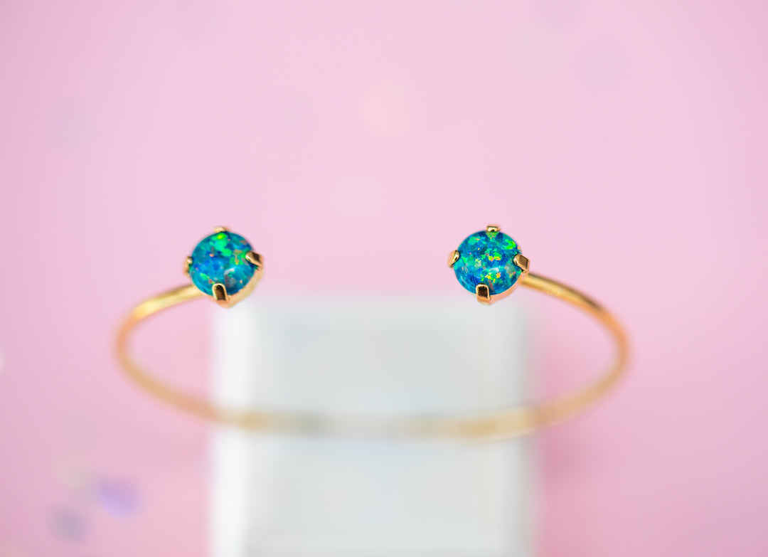 Teal Opal Cuff Bracelet - Gold setting (Island Afterglow)