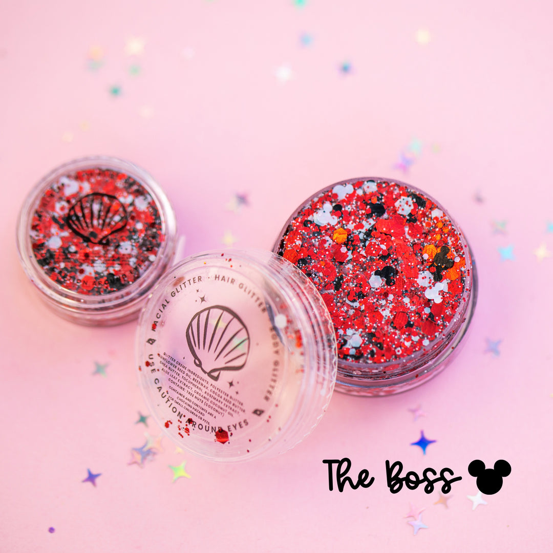 Body Glitter: The Boss with mouse shaped glitter