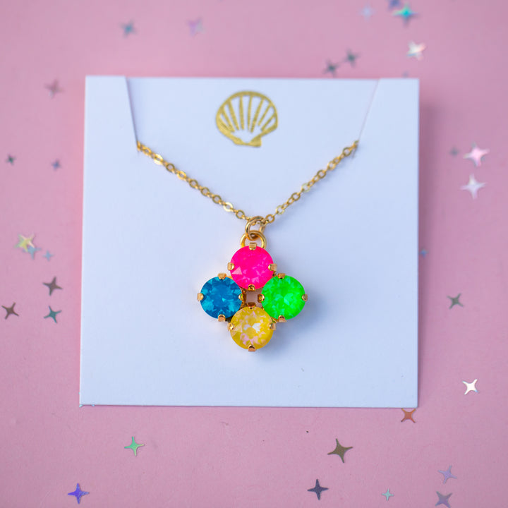 8mm Clover Necklace: Tropical Kaleidoscope
