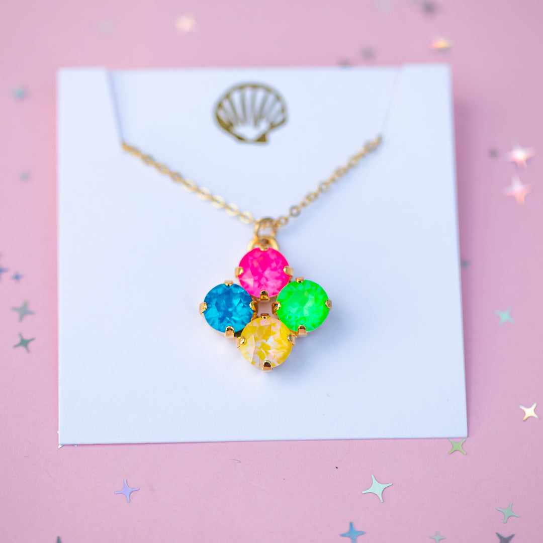 8mm Clover Necklace: Tropical Kaleidoscope