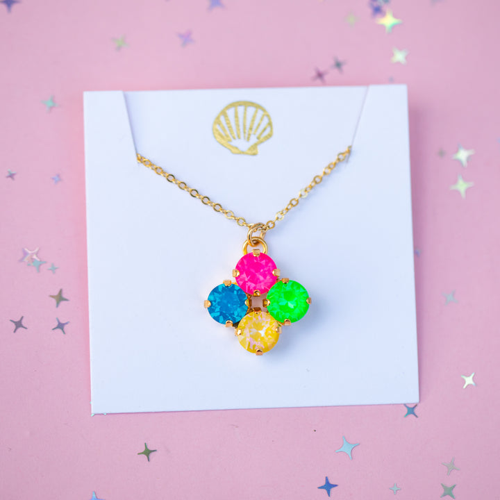 8mm Clover Necklace: Tropical Kaleidoscope