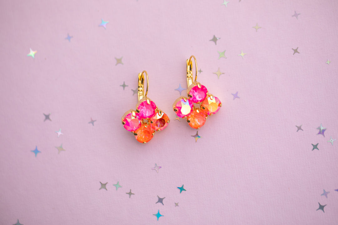 Tropic Bloom 8mm Clover Earrings -select color setting