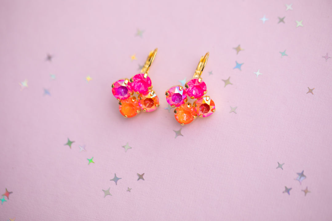 Tropic Bloom 8mm Clover Earrings -select color setting