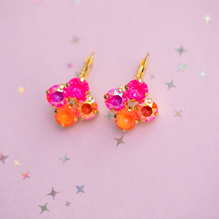 Tropic Bloom 8mm Clover Earrings -select color setting